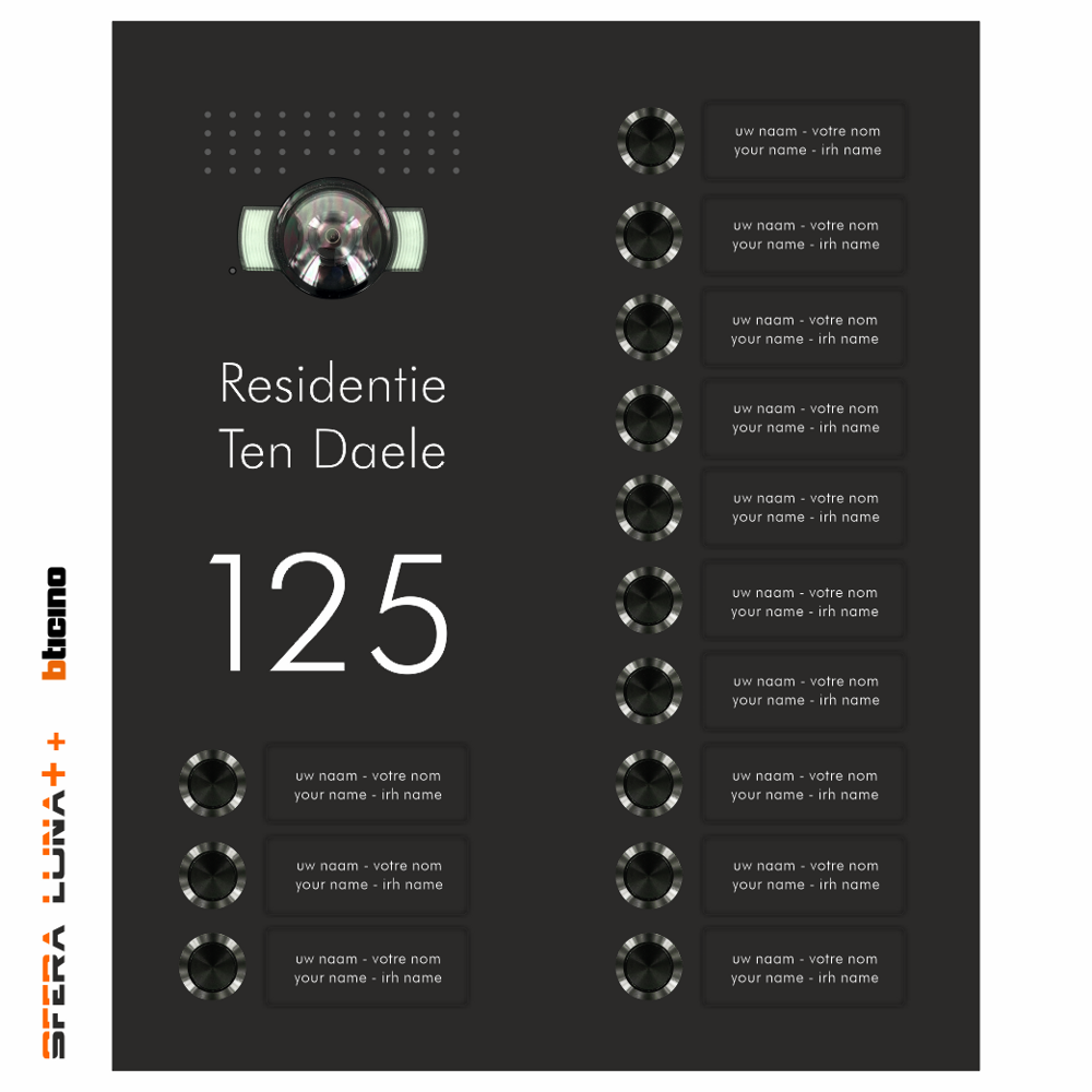 SFERA LUNA+ 10 → 16 Call Buttons for Audio/Video door entry system Bticino