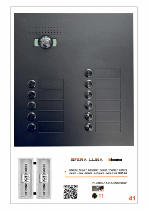 SFERA LUNA+ 10 → 16 Call Buttons for Audio/Video door entry system Bticino (3500030+3500030)