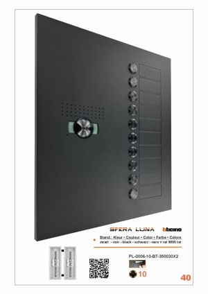 SFERA LUNA+ 10 → 16 Call Buttons for Audio/Video door entry system Bticino (3500030+3500030)