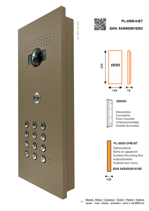 SFERA LUNA+ Frontale per pulsantiera videocitofonica di Bticino con 1 pulsante di chiamata + 1 tastiera numerica