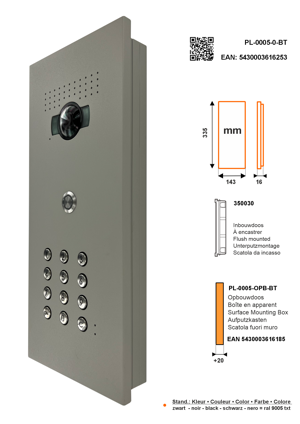 SFERA LUNA+ Frontale per pulsantiera videocitofonica di Bticino con 1 pulsante di chiamata + 1 tastiera numerica
