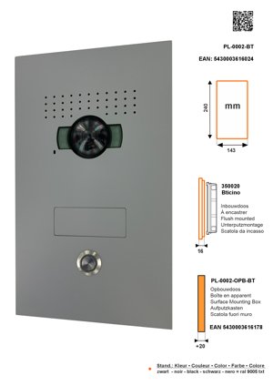 SFERA LUNA1 Drukknop Video Parlofonie High-End Bticino