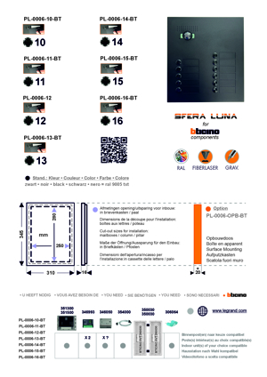 SFERA LUNA+ 10 → 16 Belknoppen DEURSTATION VIDEOPARLOFONIE Bticino (3500030+3500030)