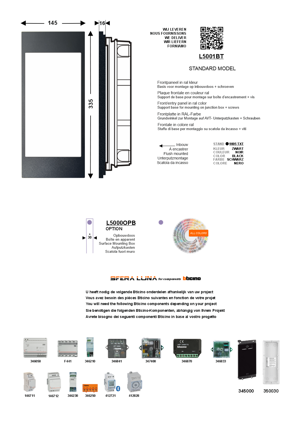 LUNA 5000 Pannello Frontale Premium (per modulo touch Bticino 354000)