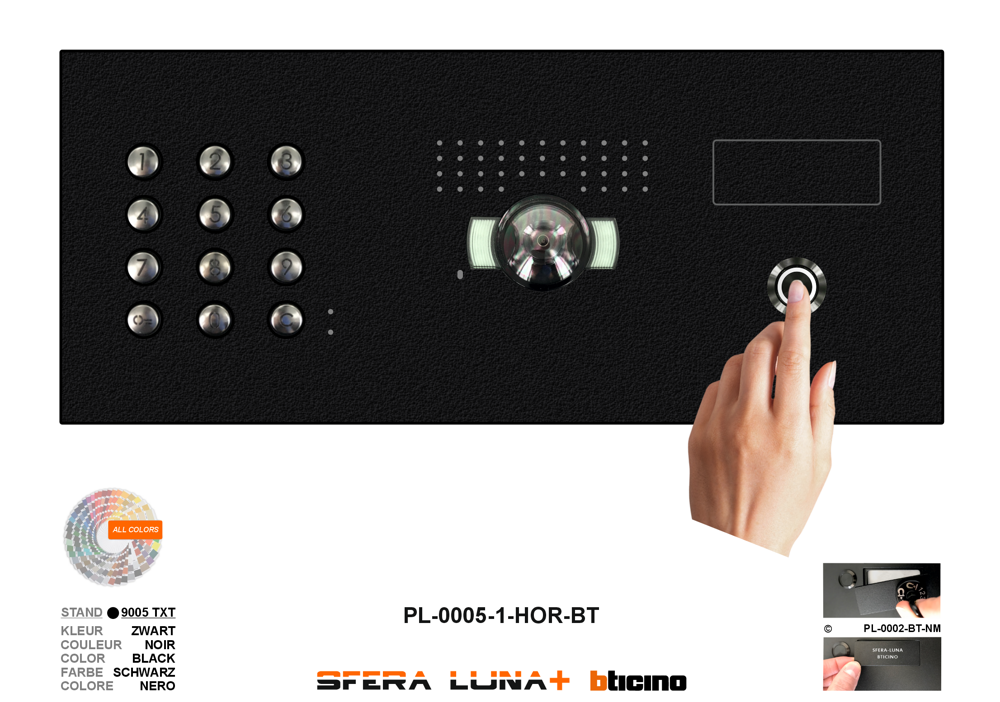 SFERA LUNA+1 HORIZONTAAL CODEKLAVIER VIDEO PARLOFONIE HIGH-END BTICINO