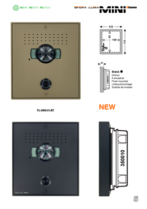 2 wires video entrance panel high-end SFERA LUNA MINI 01 Bticino 