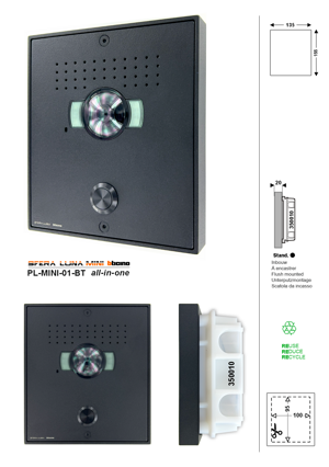 2 wires video entrance panel high-end SFERA LUNA MINI 01 Bticino 