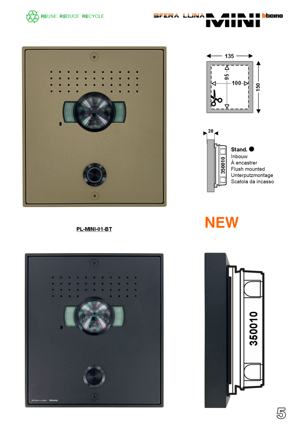 Video Parlofonie High-End Bticino SFERA LUNA MINI 01 frontpaneel