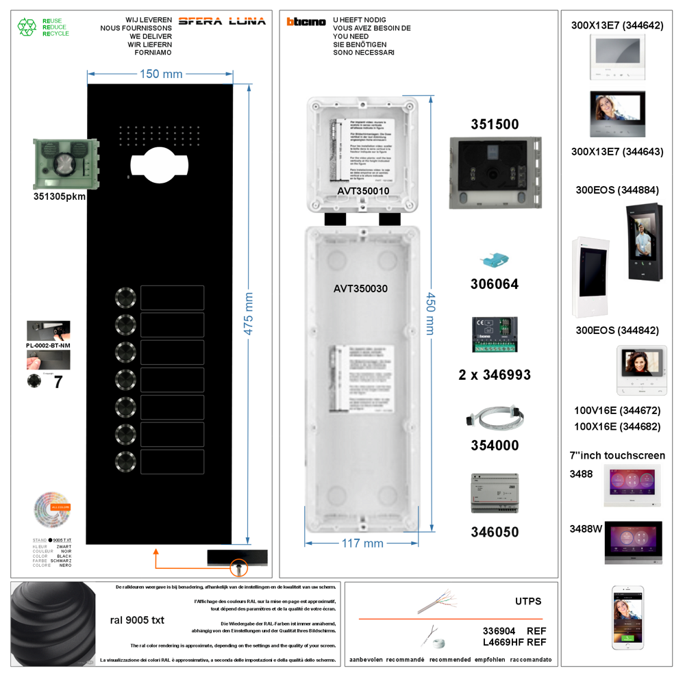 SFERA LUNA+7 Ruftasten VIDEO-SPRECHANLAGEN HIGH-END BTICINO