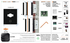 2 wires video entrance panel high-end SFERA LUNA MINI 01 Bticino 